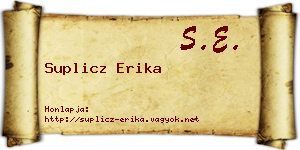 Suplicz Erika névjegykártya